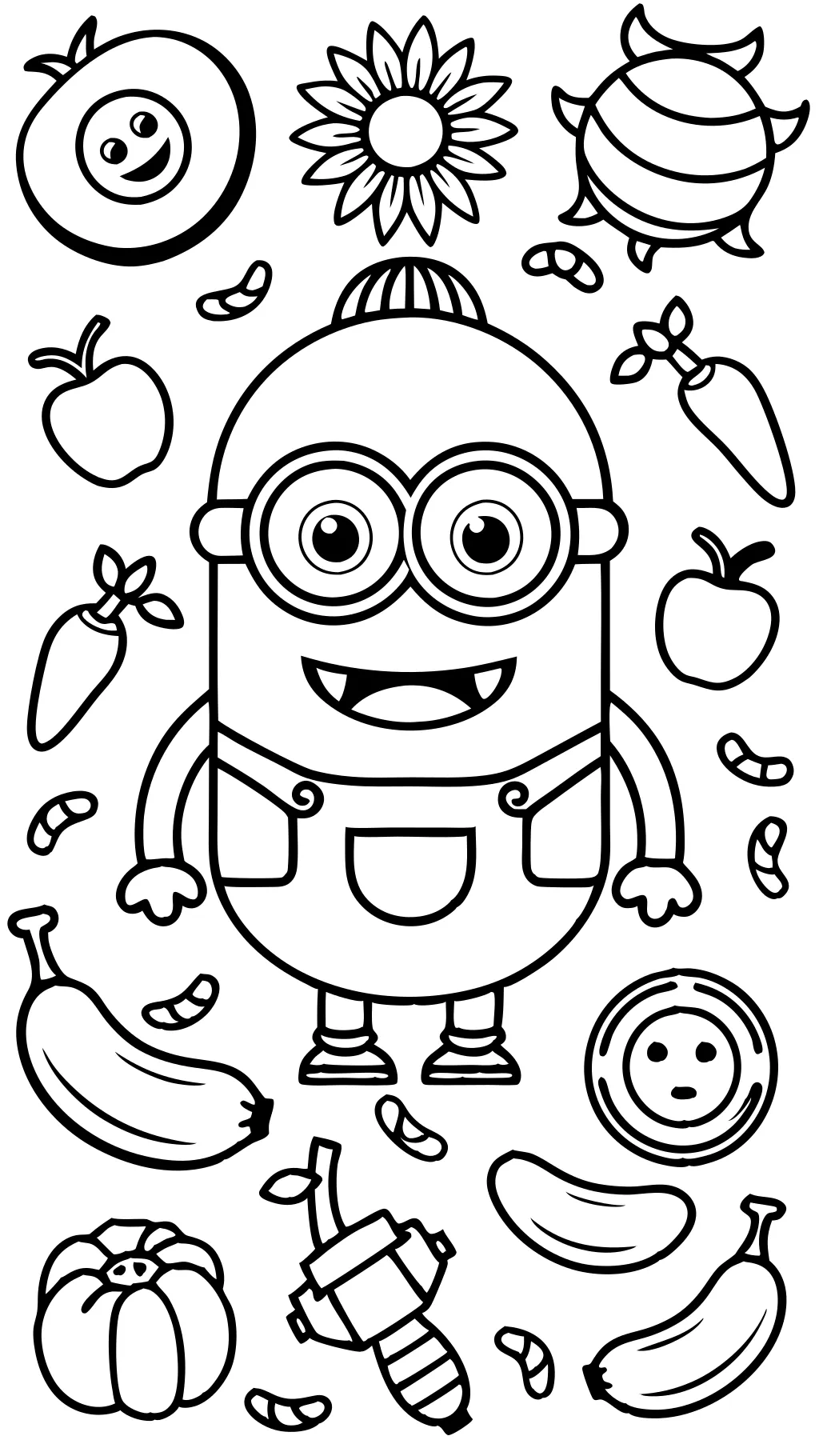 páginas para colorear de minion de página completa